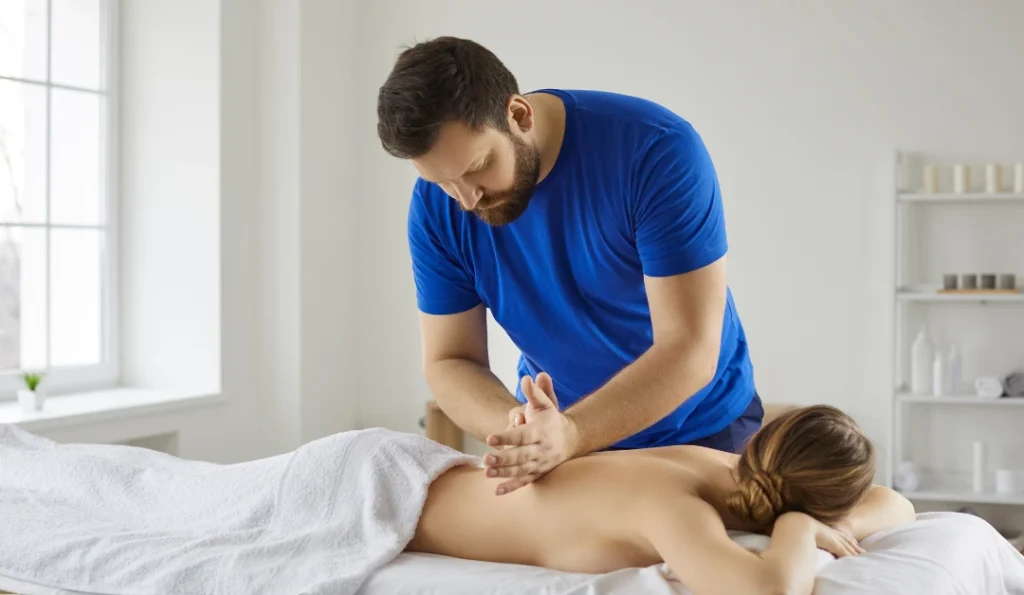 Relaxing therapeutic back massage for pain relief and relaxation