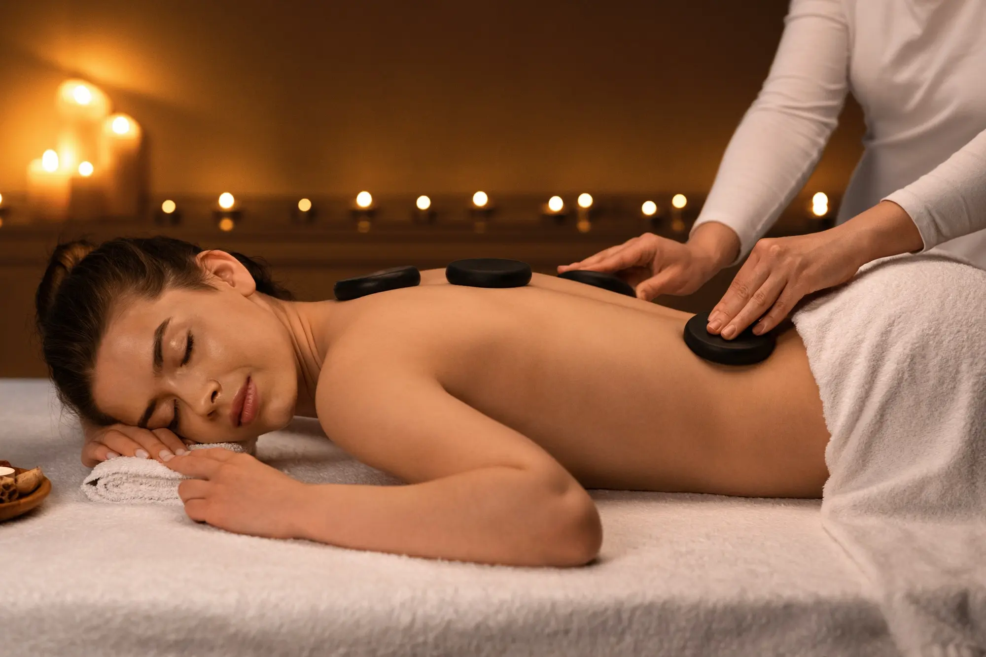 Hot stone massage therapy at Spa Restoration Center in Washington DC