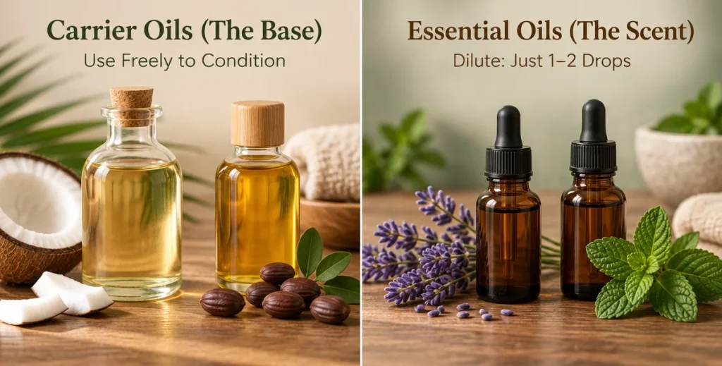 Essential oils vs carrier oils