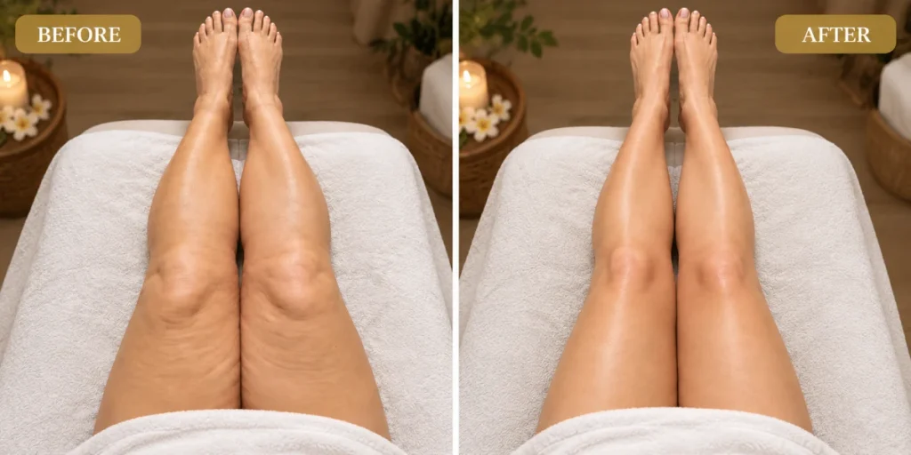 Lymphatic drainage Legs before after